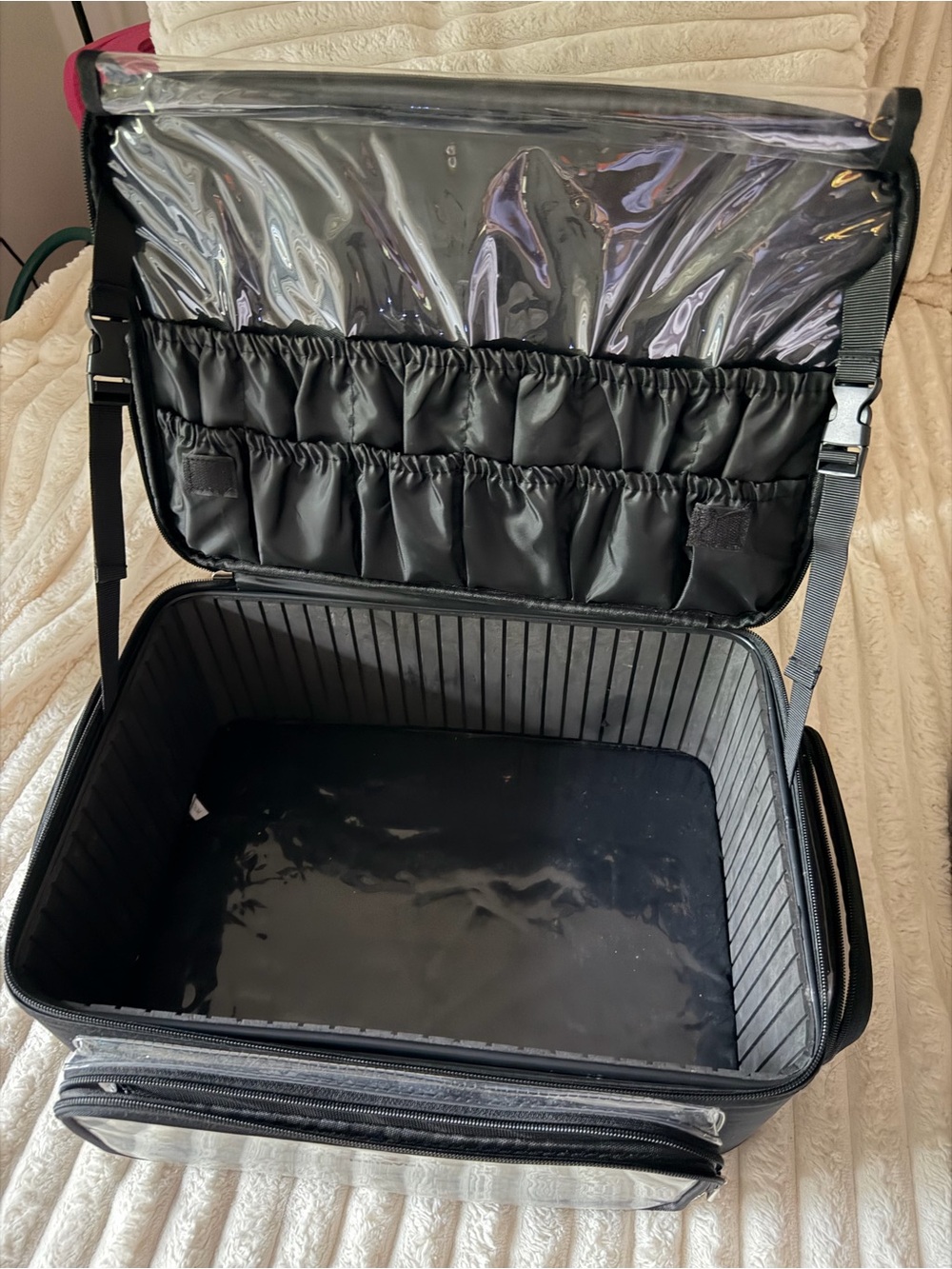 Black Travel Organizer Bag with Clear Lid - Unbranded